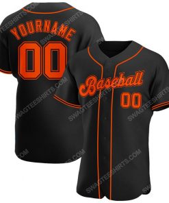 Custom team name black orange-black full printed baseball jersey 1
