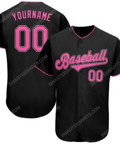 Custom team name black pink-white baseball jersey 1