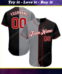 Custom team name black red-gray full printed baseball jersey