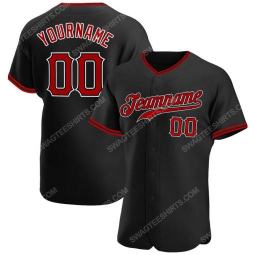 Custom team name black red-white full printed baseball jersey 1'
