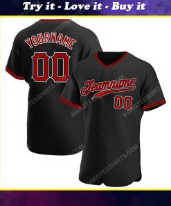 Custom team name black red-white full printed baseball jersey
