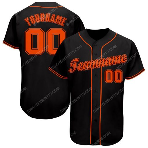 Custom team name black strip orange full printed baseball jersey 1 - Copy (2)