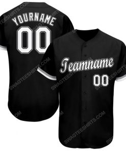 Custom team name black white-gray baseball jersey 1
