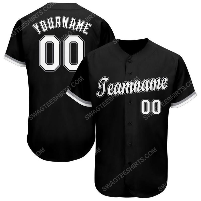 Custom team name black white-gray baseball jersey 1 - Copy (2)