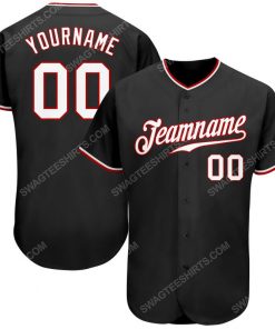 Custom team name black white-red full printed baseball jersey 1