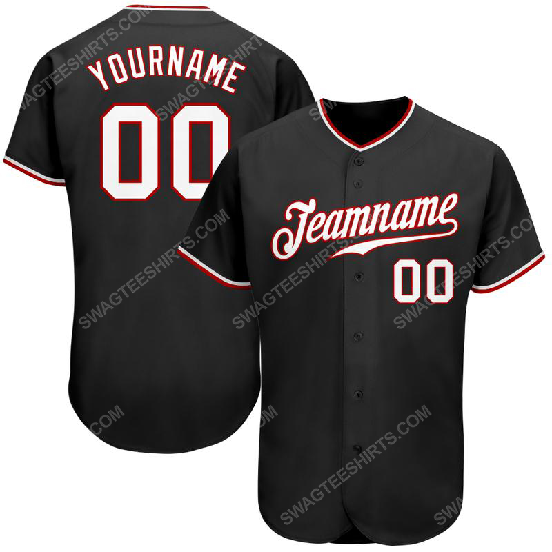 Custom team name black white-red full printed baseball jersey 1 - Copy (2)