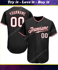 Custom team name black white-red full printed baseball jersey