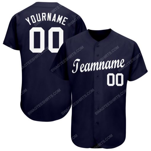 Custom team name blue navy white full printed baseball jersey 1 - Copy
