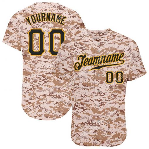 Custom team name camo black-gold full printed baseball jersey 1
