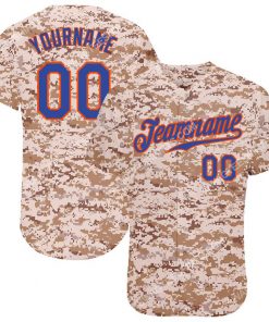 Custom team name camo royal-orange full printed baseball jersey 1