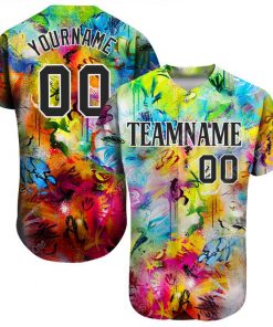 Custom team name colorful scratch graffiti pattern full printed baseball jersey 1