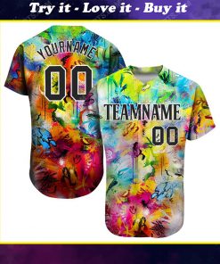 Custom team name colorful scratch graffiti pattern full printed baseball jersey