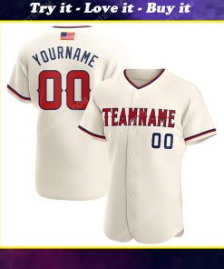 Custom team name cream red-navy american flag baseball jersey