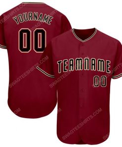 Custom team name crimson black-khaki full printed baseball jersey 1