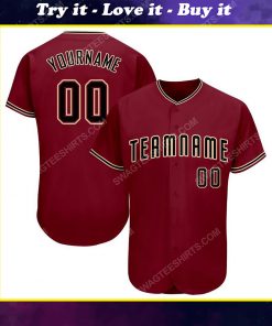 Custom team name crimson black-khaki full printed baseball jersey