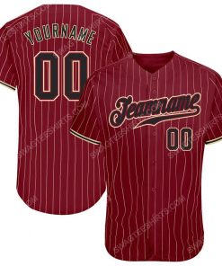 Custom team name crimson cream strip black-khaki baseball jersey 1 - Copy (2)
