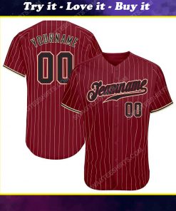 Custom team name crimson cream strip black-khaki baseball jersey