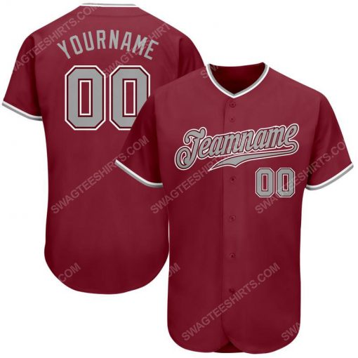 Custom team name crimson strip gray-white full printed baseball jersey 1 - Copy (2)