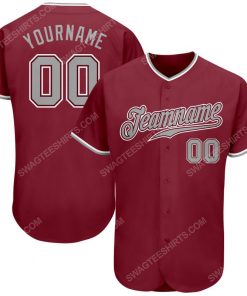 Custom team name crimson strip gray-white full printed baseball jersey 1 - Copy
