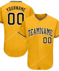 Custom team name gold black-white full printed baseball jersey 1