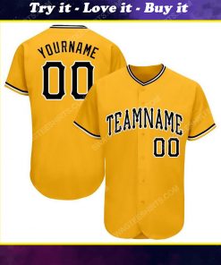 Custom team name gold black-white full printed baseball jersey