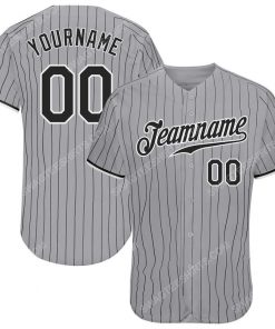 Custom team name gray black strip black-white baseball jersey 1