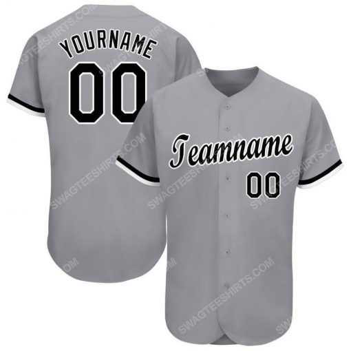 Custom team name gray black-white full printed baseball jersey 1 - Copy (2)