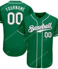Custom team name green white-gray st patrick's day baseball jersey 1