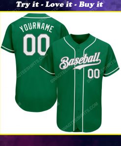 Custom team name green white-gray st patrick's day baseball jersey