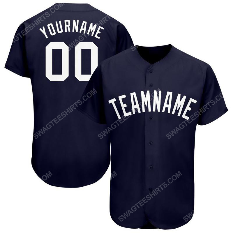 Custom team name navy blue white full printed baseball jersey 1 - Copy (2)