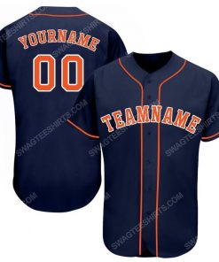 Custom team name navy strip orange-white full printed baseball jersey 1