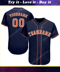 Custom team name navy strip orange-white full printed baseball jersey