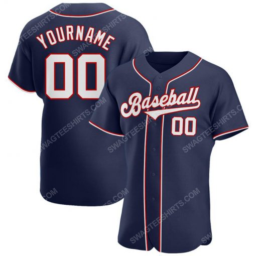 Custom team name navy strip white-red full printed baseball jersey 1 - Copy