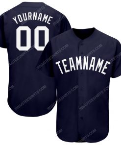 Custom team name navy white full printed baseball jersey 1