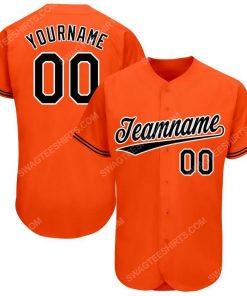 Custom team name orange black-white full printed baseball jersey 1