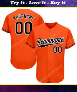 Custom team name orange black-white full printed baseball jersey