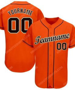 Custom team name orange strip black full printed baseball jersey 1