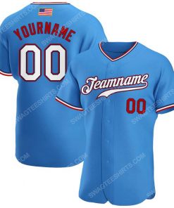 Custom team name powder blue white-red american flag baseball jersey 1