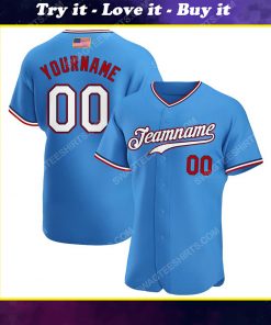 Custom team name powder blue white-red american flag baseball jersey
