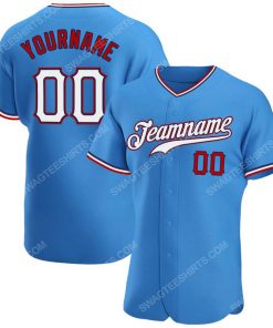 Custom team name powder blue white-red baseball jersey 1