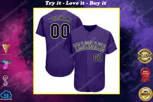 Custom team name purple black-white baseball jersey