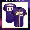 Custom team name purple white-gold full printed baseball jersey