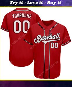 Custom team name red strip white-black full printed baseball jersey
