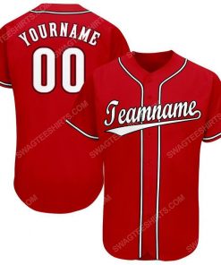 Custom team name red white-black baseball jersey 1