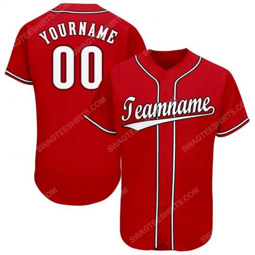 Custom team name red white-black baseball jersey 1