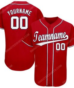 Custom team name red white-navy baseball jersey 1 - Copy