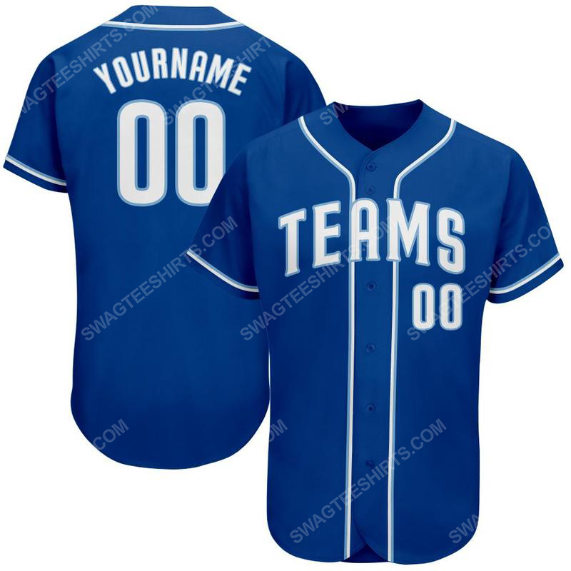 Custom team name royal strip white-light blue full printed baseball jersey 1 - Copy (2)