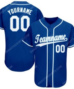 Custom team name royal white-light blue baseball jersey 1