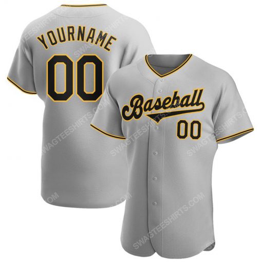 Custom team name sport grey strip black-gold full printed baseball jersey 1 - Copy (2)
