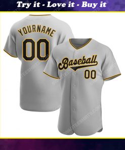 Custom team name sport grey strip black-gold full printed baseball jersey